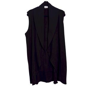 Bryn Walker Size Medium Black Lagenlook Waterfall Front Drawbridge Long Vest